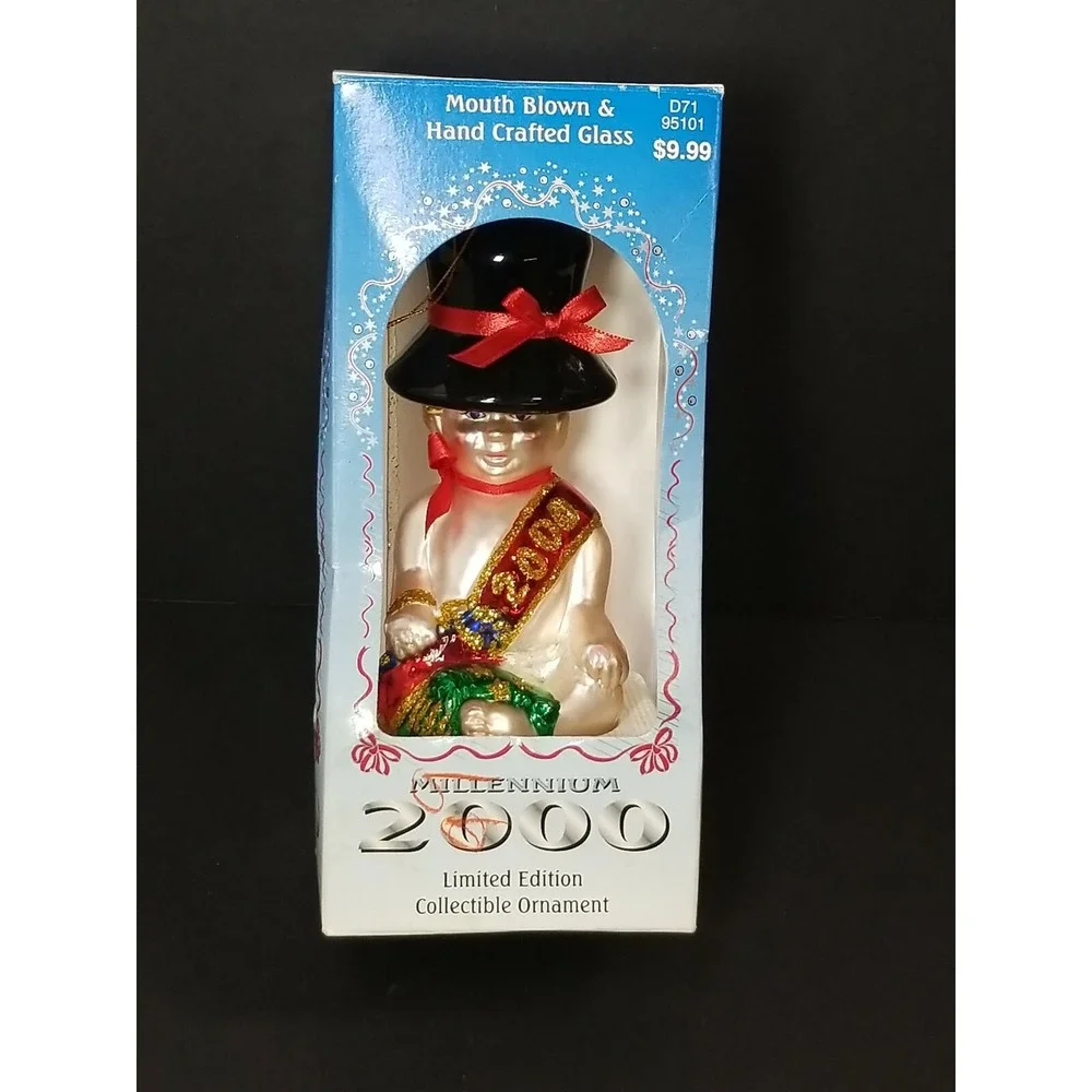 MILLENNIUM 2000 LIMITED EDITION Blown Glass Hand Crafted Christmas Ornament baby